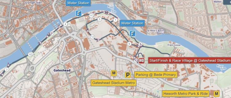 Gateshead Half Marathon Route Map